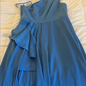 Elegant Blue One-Shoulder Dress